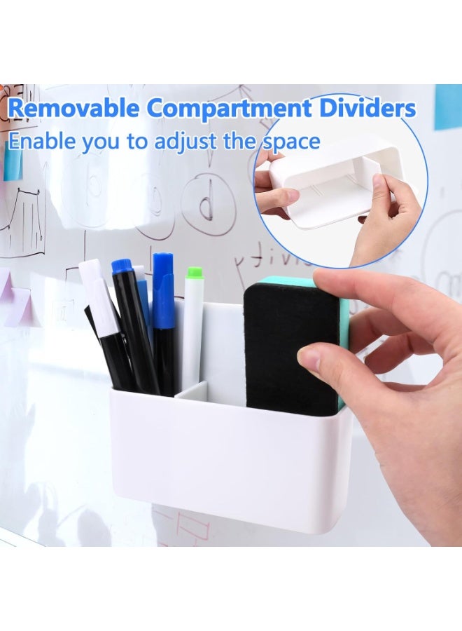 PTTIMFFM 4 Pack Magnetic Pen & Marker Organizer, White Magnetic Holder for Fridge and Whiteboards - Image 3